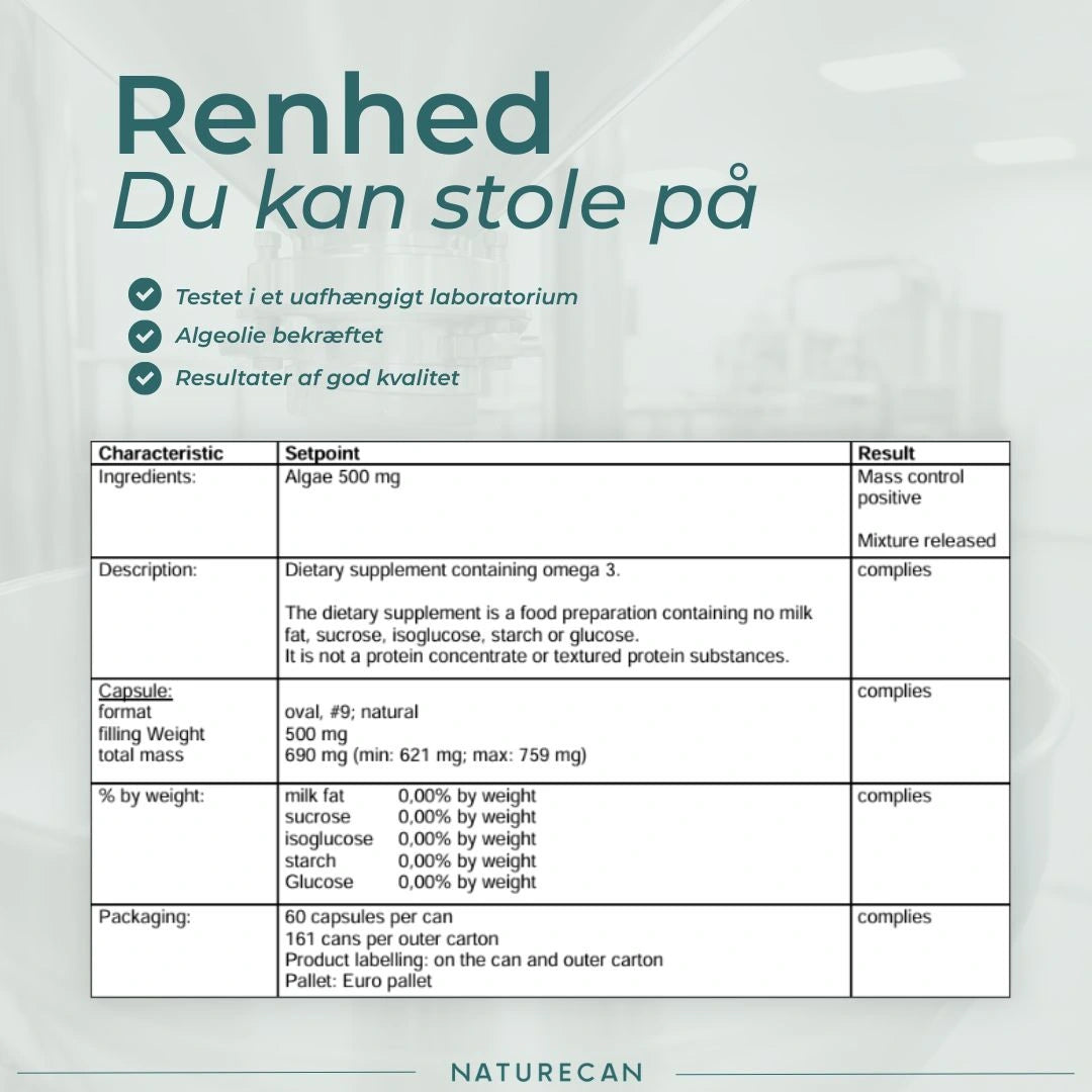 Vegansk omega-3 kapsler renhed