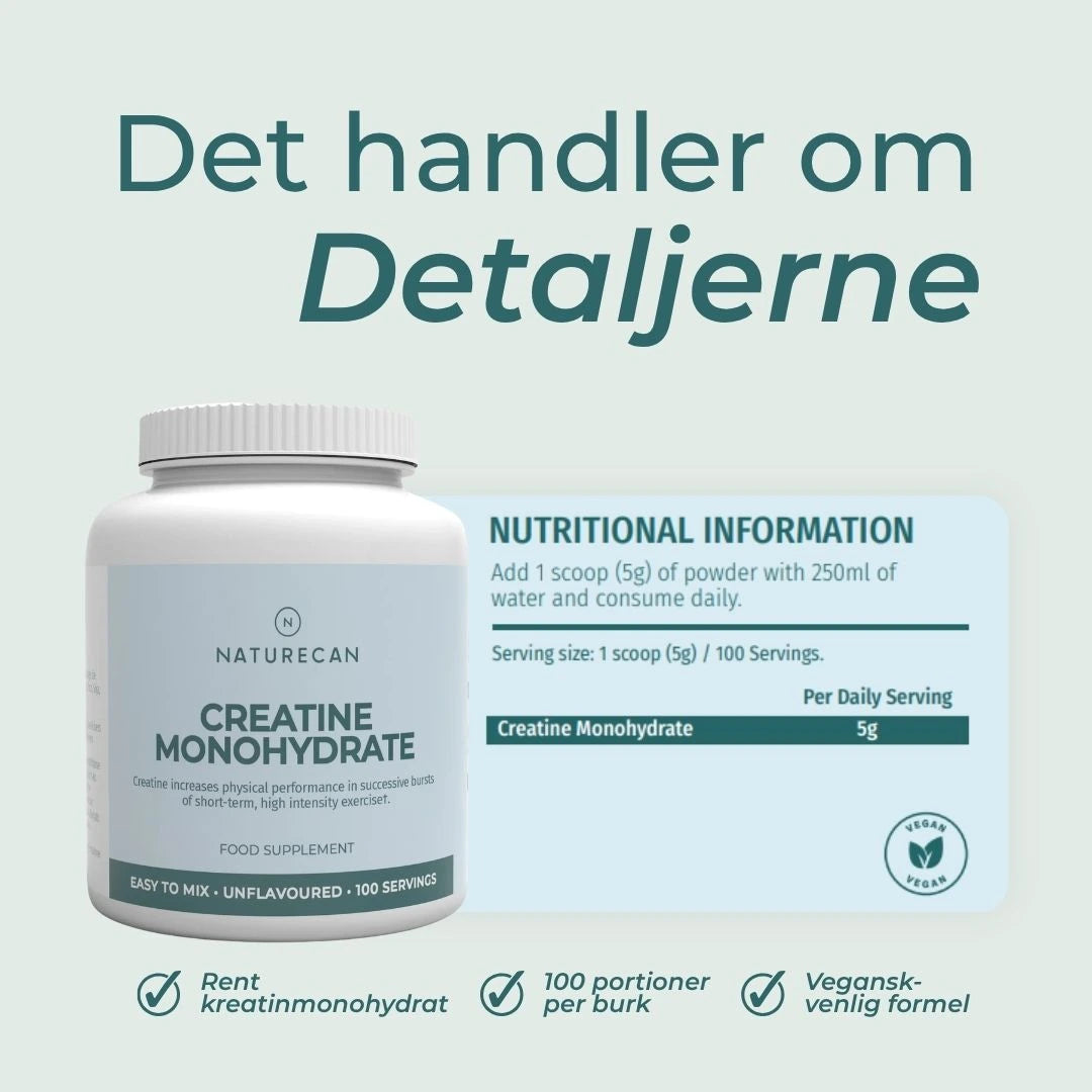 Kreatin monohydrate ernæringsoplysninger