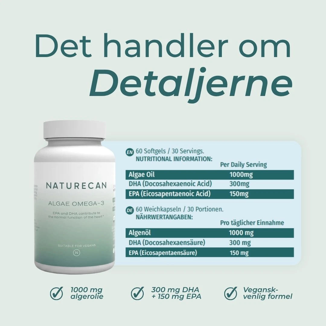 Vegansk Omega-3 ernæringsoplysninger