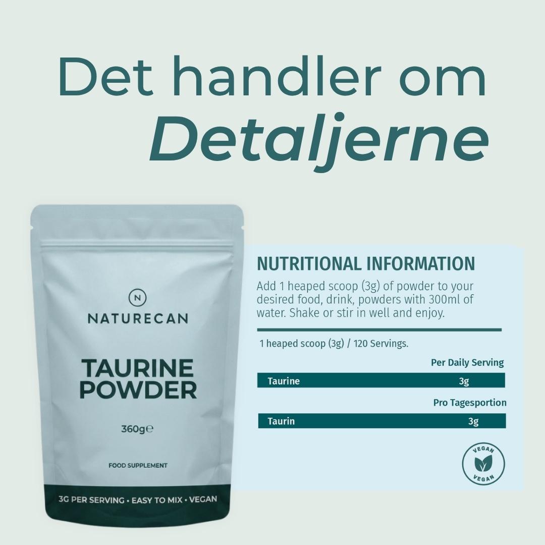 Taurin ernæringsoplysninger