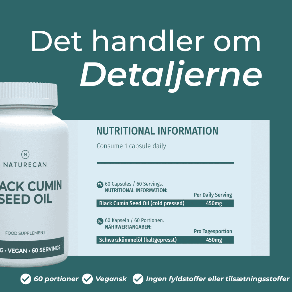 Sortkommenolie  detaljerne