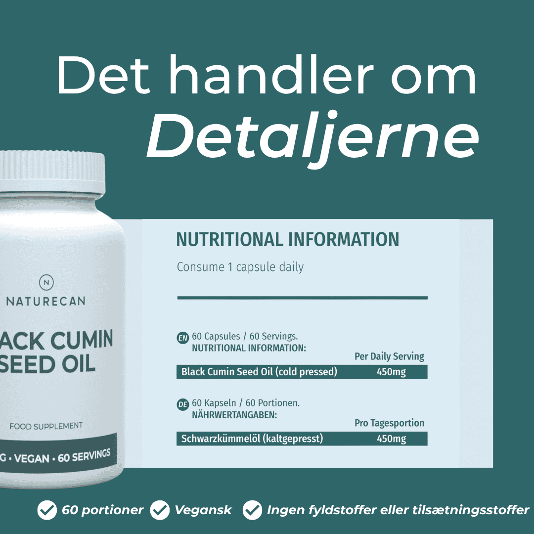 Sortkommenolie  detaljerne