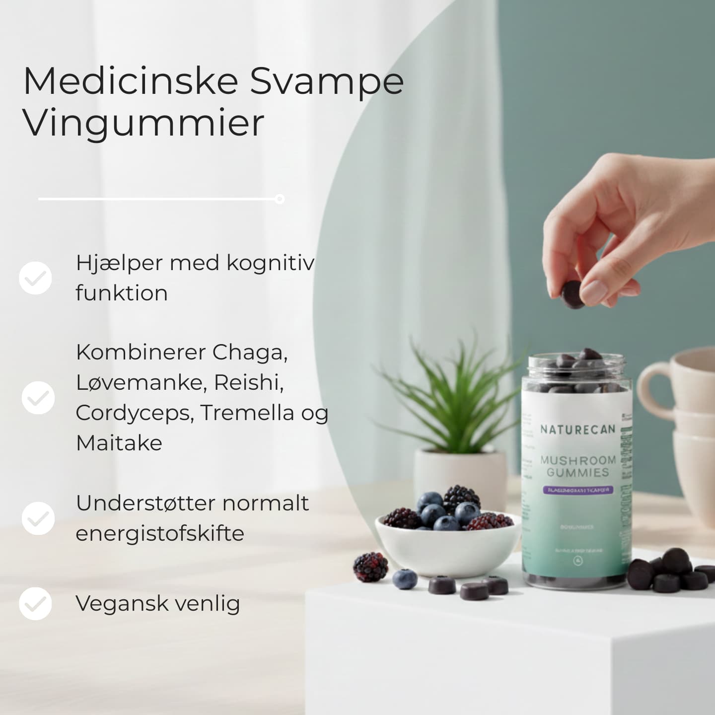 Medicinske Svampe Vingummier med Lion’s Mane, Chaga & Reishi