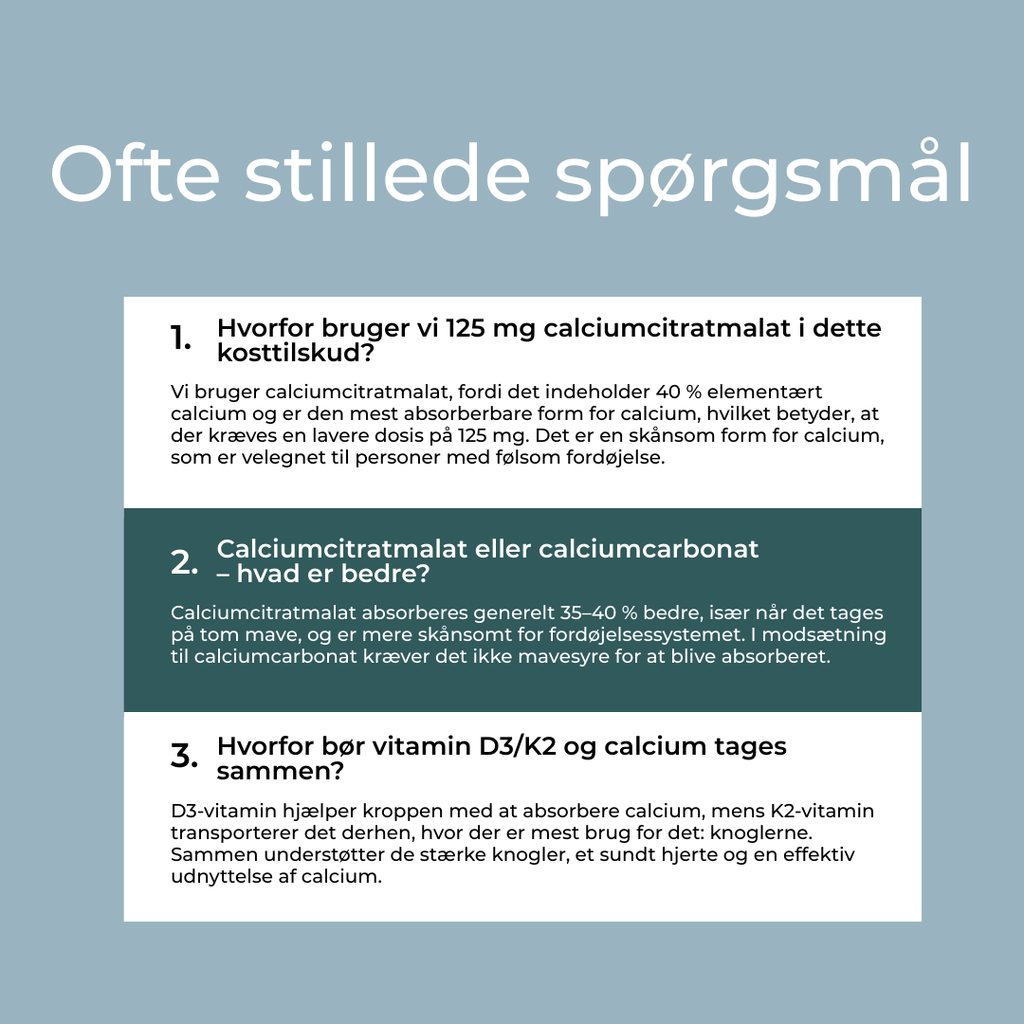ofte stillede spørgsmål om calcium tilskud