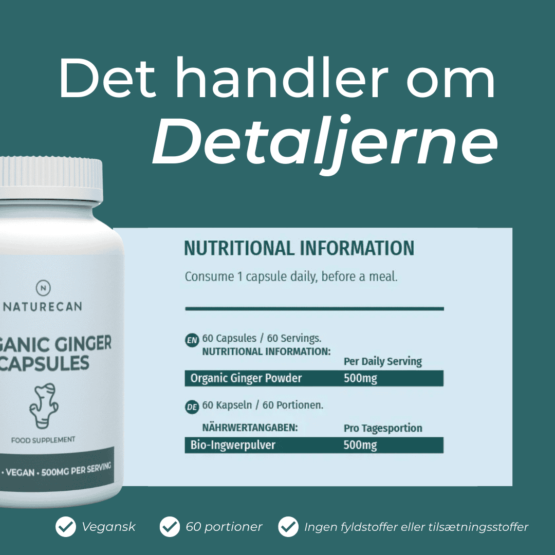 detaljerne om ingefær piller